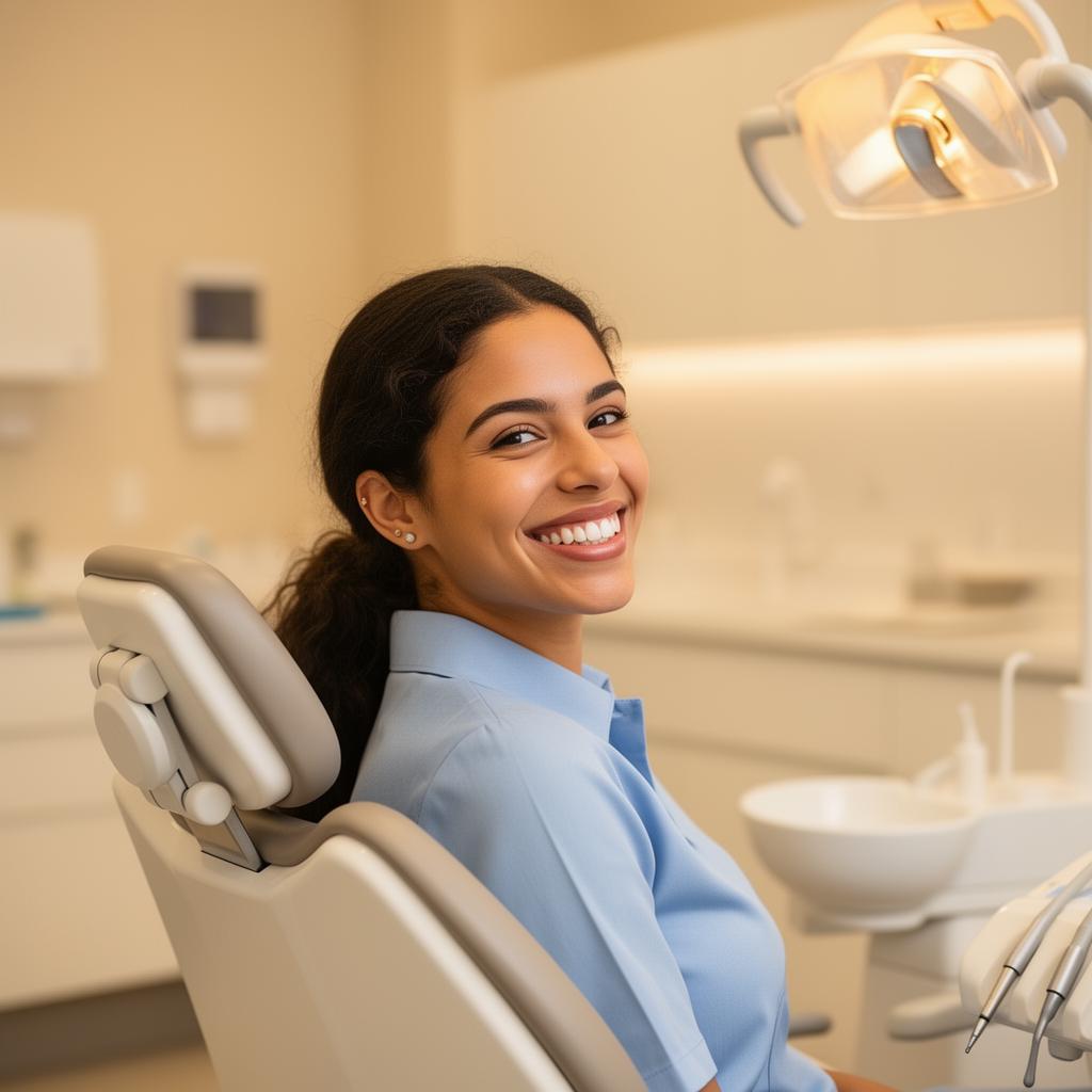 Paciente feliz com seu sorriso na Mic Odontologia.
